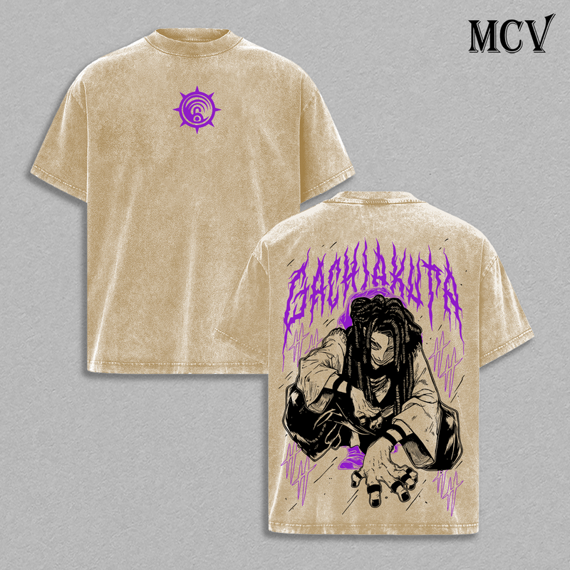 Jabber Gachiakuta T-Shirt, Chaos Villain Anime Tee, Grunge Street Graphic Vintage Washed Tee