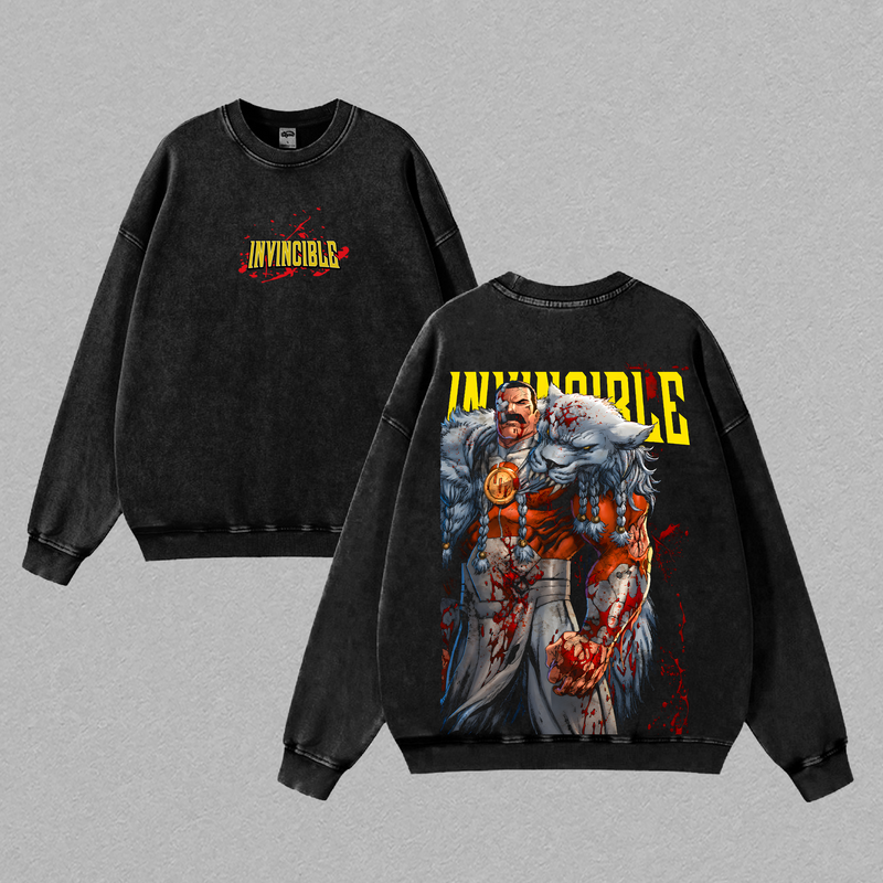 Battle Damage Thragg Invincible Washed T-Shirt – Vintage Graphic Streetwear Tee