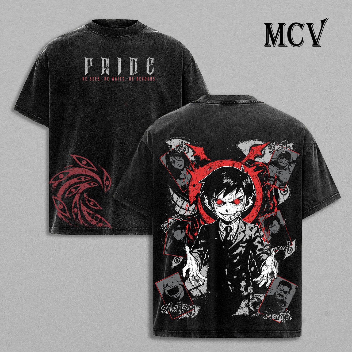 Pride Homunculus Fullmetal Alchemist Washed T-Shirt, Vintage Anime Oversized Tee