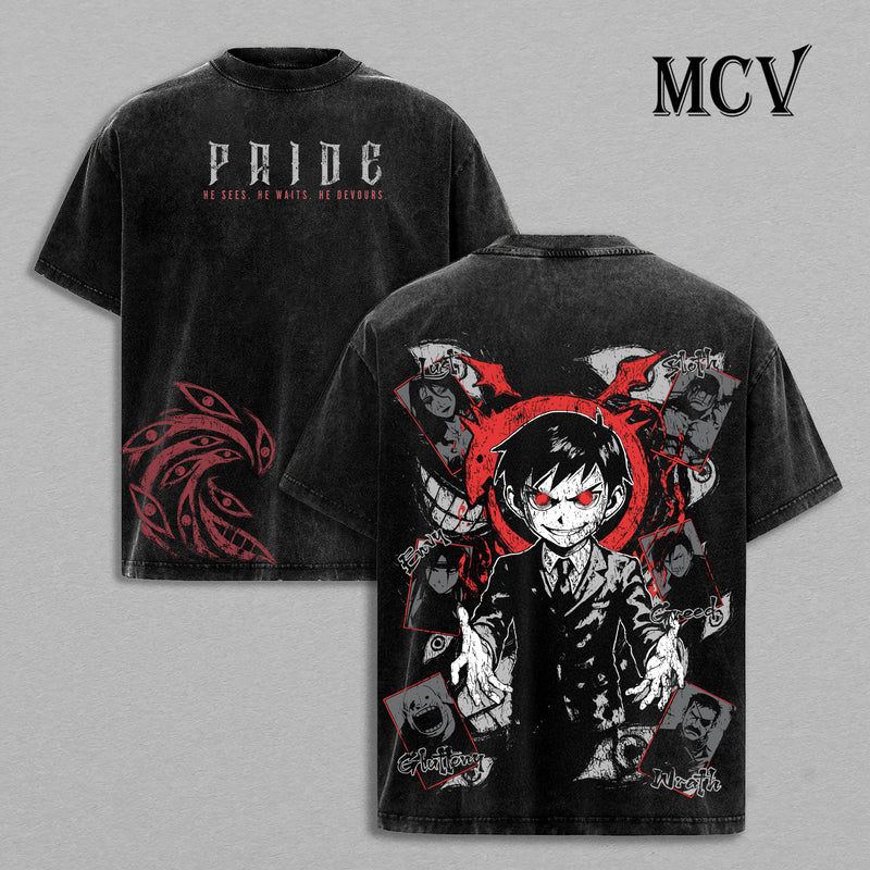 Pride Homunculus Fullmetal Alchemist Washed T-Shirt, Vintage Anime Oversized Tee