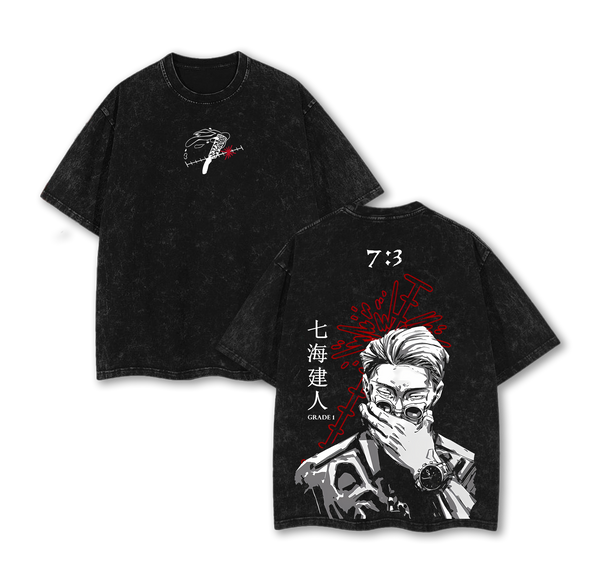 Kento Nanami T-Shirt – Jujutsu Kaisen Vintage Washed Oversized Anime Tee