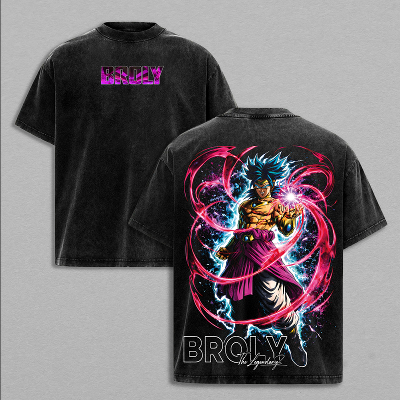 Broly DBZ Graphic Tee Vintage Washed Shirt Unisex Streetwear Anime Shirt Legendary Super Saiyan Broly Tee DBZ Anime T Shirt Gift for Dragon Ball Fans