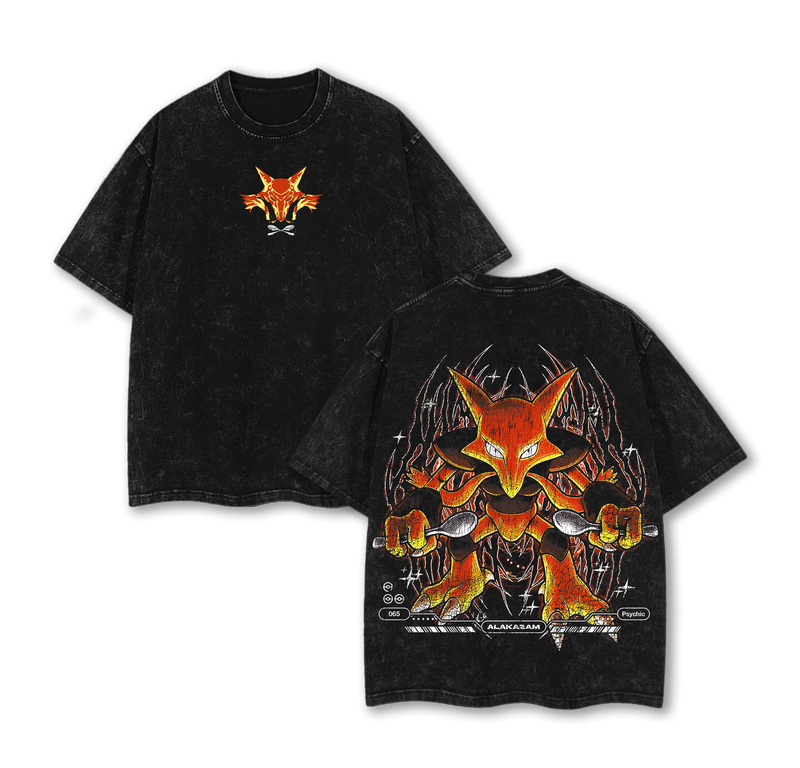 Alakazam  Pokemon Washed T-Shirt