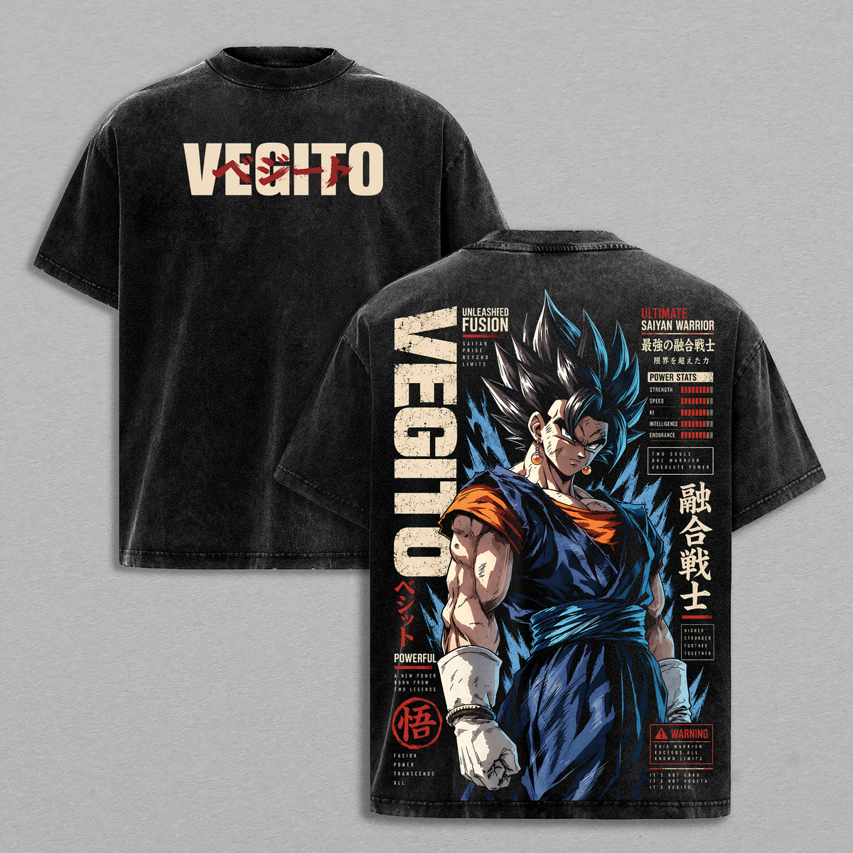 ''Vegettooo'' Vintage Washed T-Shirt - Anime Graphic Tee DBZ Manga Oversized Streetwear Heavy Cotton Tshirt Classic Menswear Clothes Apparel Gift for Dbz Fans Men & Women