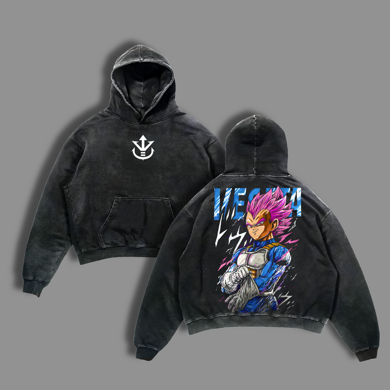 Elite Saiyan Warrior Vintage Washed T-Shirt, DBZ Inspired Power Graphic Tee, Oversized Streetwear Shirt