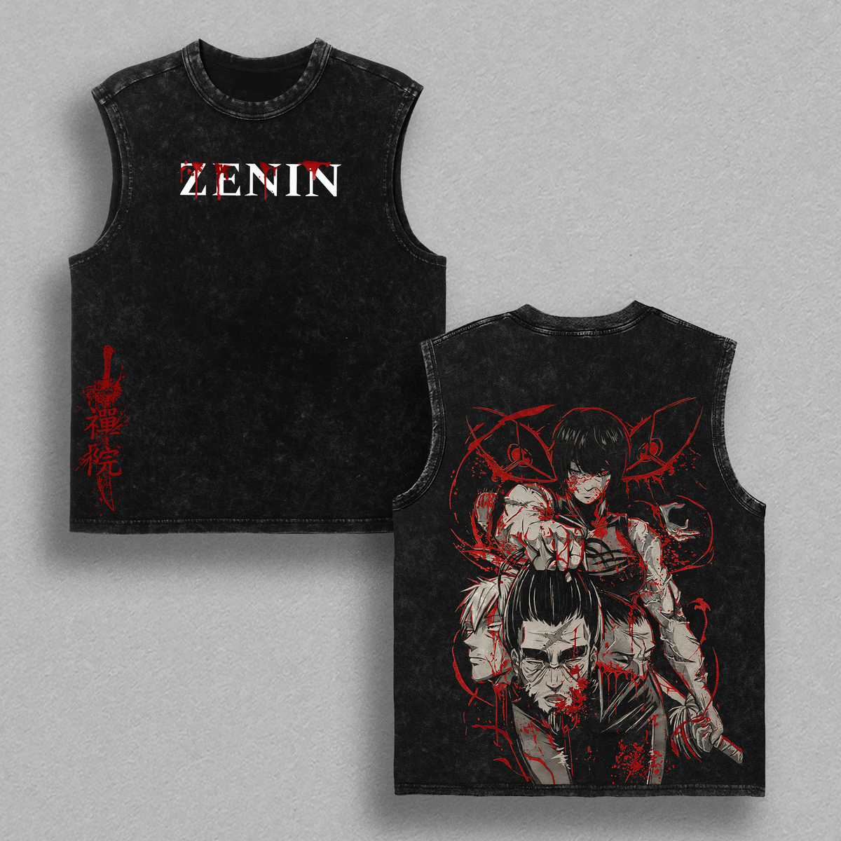 Maki Zenin Jujutsu Kaisen Culling Game Arc Heavenly Restriction Anime Manga Graphic Double Printed Acid Washed T-Shirt, Menswear Heavy Cotton JJK Tee Unisex Oversize Streetwear Vintage