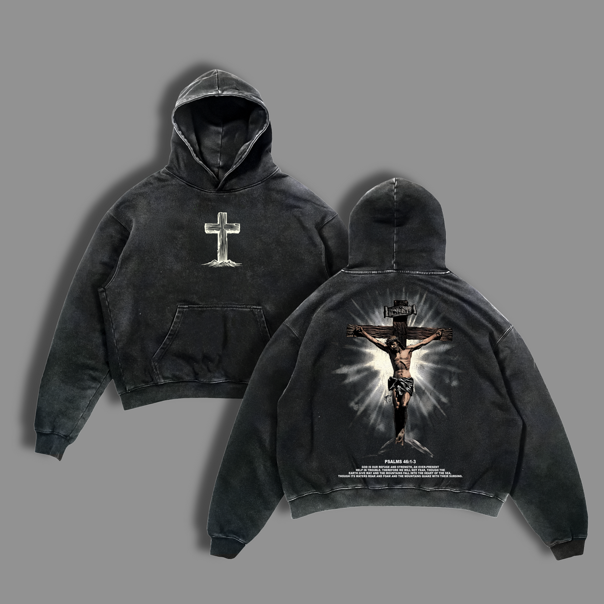 Psalms 46:1-3 Jesus Cross T-Shirt / Tank / Sweatshirt / Hoodie Washed | Christian Streetwear Vintage Tee | Faith Bible Verse Shirt | Jesus Religious Graphic Tee | God Is Our Refuge