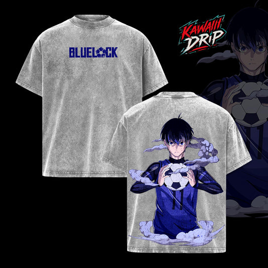 Isagi Yoichi – Blue Lock Anime Shirt, Anime Soccer Tee, Japanese Manga Streetwear, Oversized Isagi Yoichi T-Shirt, Vintage Washed Tee, Graphic Anime Blue Lock Shirt, Unisex Streetwear, Gift For Blue Lock Fans