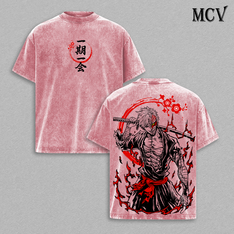 Ichigo Kurosaki T-Shirt, Bleach Anime Tee, Soul Reaper Power Graphic Vintage Washed Tee