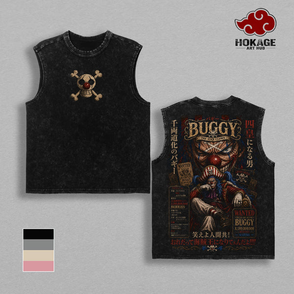 Buggy OP T-Shirt Sweatshirt Hoodie Tank Top, Star Clown Cross Guild Graphic Tee, Back Print Vintage 90s Anime Shirt, Graphic Tees Men, Trendy Tshirts, Men's T Shirts, OP Streetwear, Unisex Cotton Distressed Tee