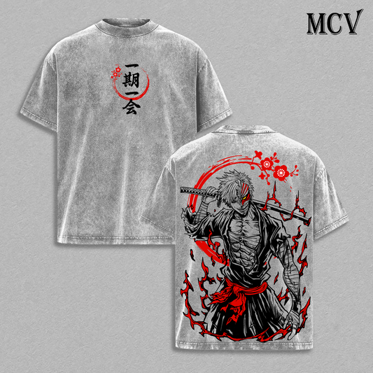 Ichigo Kurosaki T-Shirt, Bleach Anime Tee, Soul Reaper Power Graphic Vintage Washed Tee