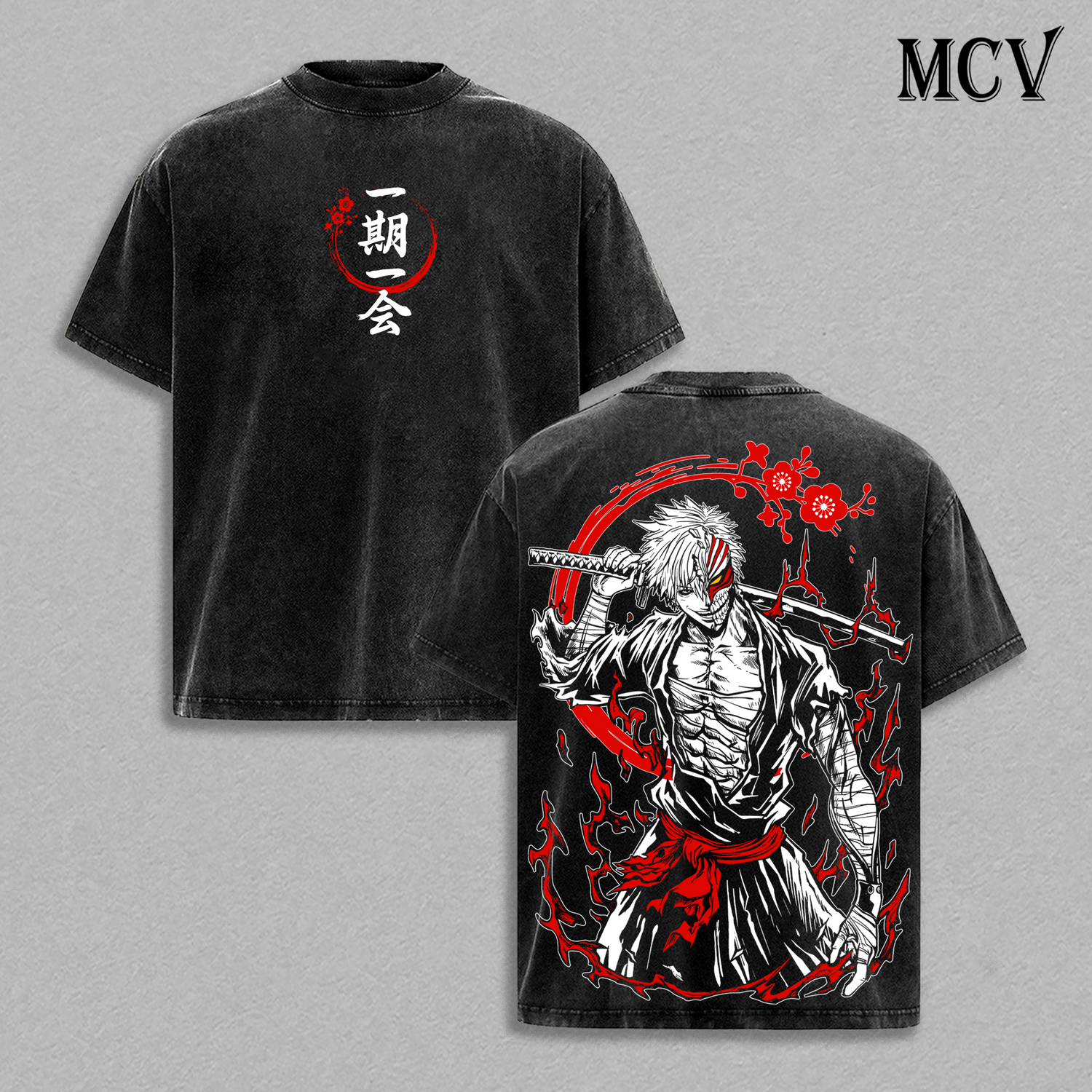 Ichigo Kurosaki T-Shirt, Bleach Anime Tee, Soul Reaper Power Graphic Vintage Washed Tee