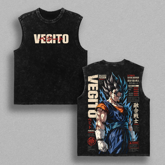 ''Vegettooo'' Vintage Washed T-Shirt - Anime Graphic Tee DBZ Manga Oversized Streetwear Heavy Cotton Tshirt Classic Menswear Clothes Apparel Gift for Dbz Fans Men & Women