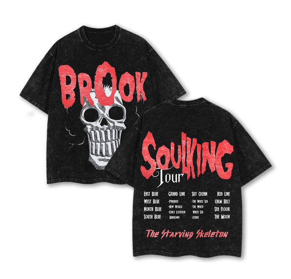 Brook "SoulKing Tour" Washed Oversized Tee – Double-Sided Print One Piece Shirt