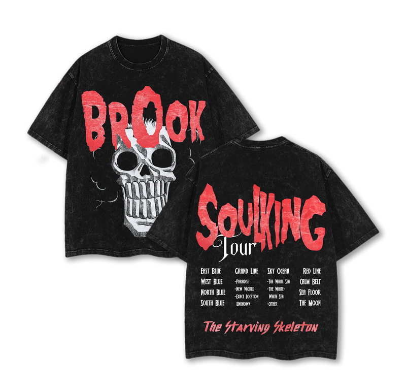 Brook "SoulKing Tour" Washed Oversized Tee – Double-Sided Print One Piece Shirt