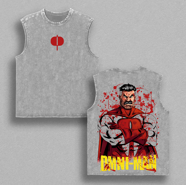 Omni Man x Invincible  , Comics T-Shirt, TV Show Comics Washed T-shirt Heavyweight Cotton, Unisex Shirt Streetwear Tropical graphic tshirt