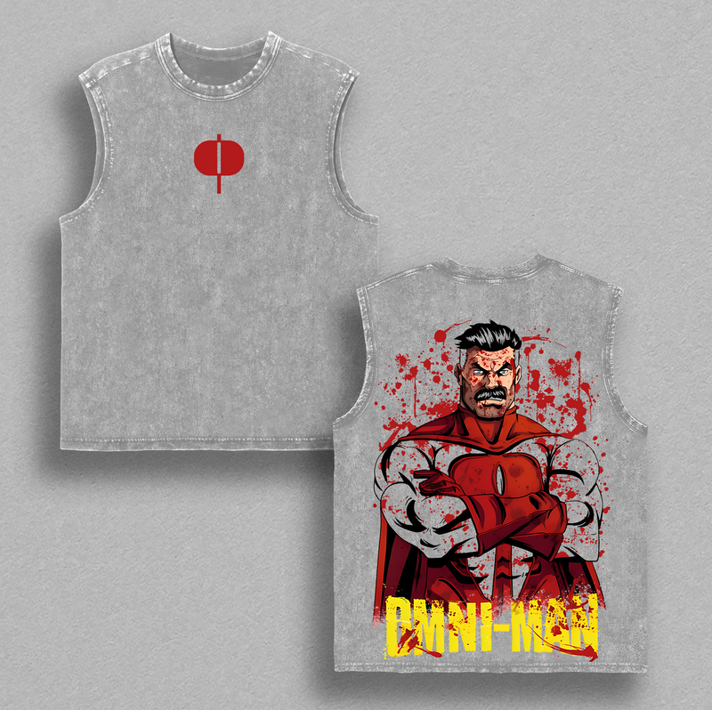 Omni Man x Invincible  , Comics T-Shirt, TV Show Comics Washed T-shirt Heavyweight Cotton, Unisex Shirt Streetwear Tropical graphic tshirt