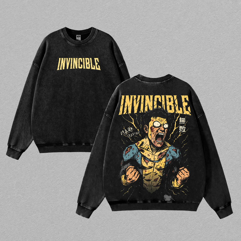 Emperor Mark Grayson Invincible War Comic Double Printed Oversize Lightweight Acid Washed Tee TV Series Graphic Tee