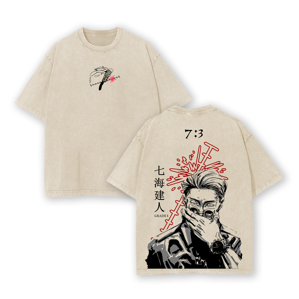 Kento Nanami T-Shirt – Jujutsu Kaisen Vintage Washed Oversized Anime Tee