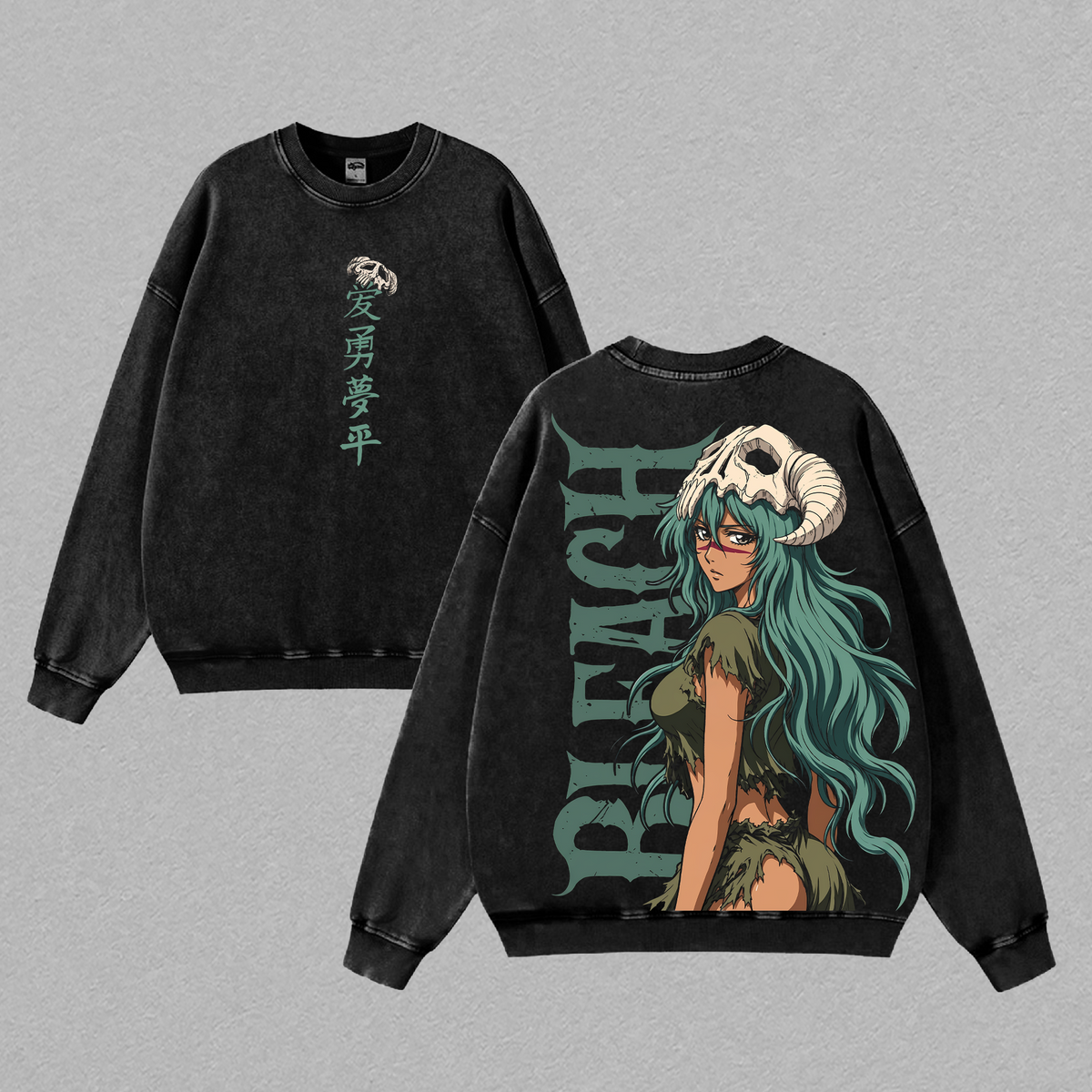 Nelliel Tu Odelschwanck Bleach Vintage Washed Anime T-Shirt Oversized Boxy Fit Heavyweight Cotton Graphic Tee Arrancar Espada Streetwear Shirt Unisex Daily Wear Gift for Bleach Anime Fans