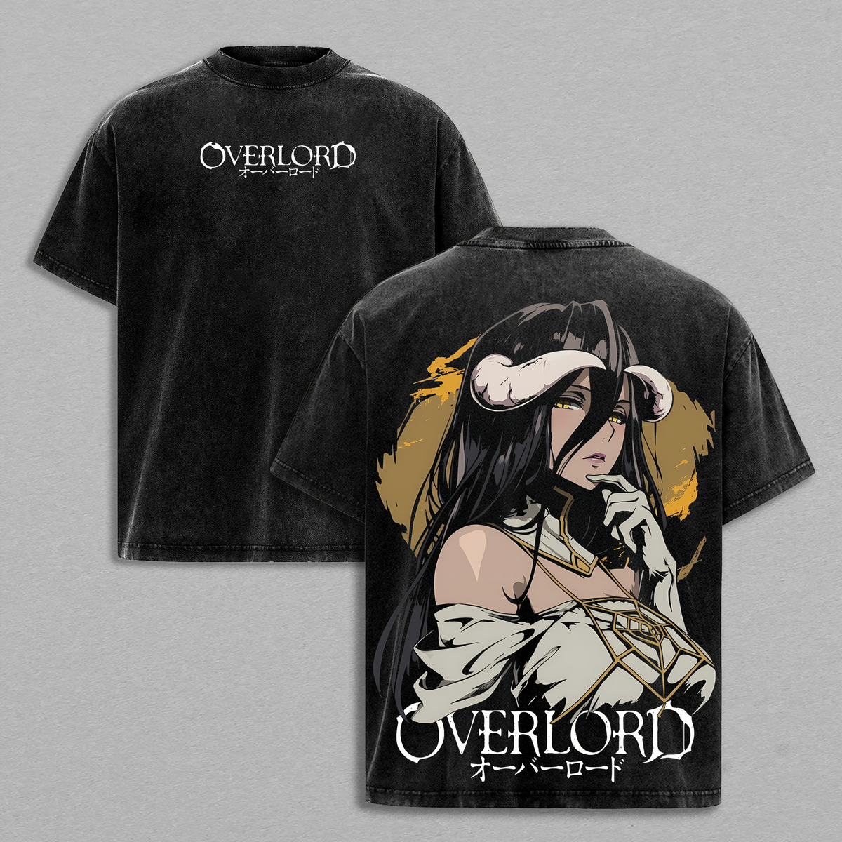 Albedo Overlord Anime Double Printed Vintage Washed Tee