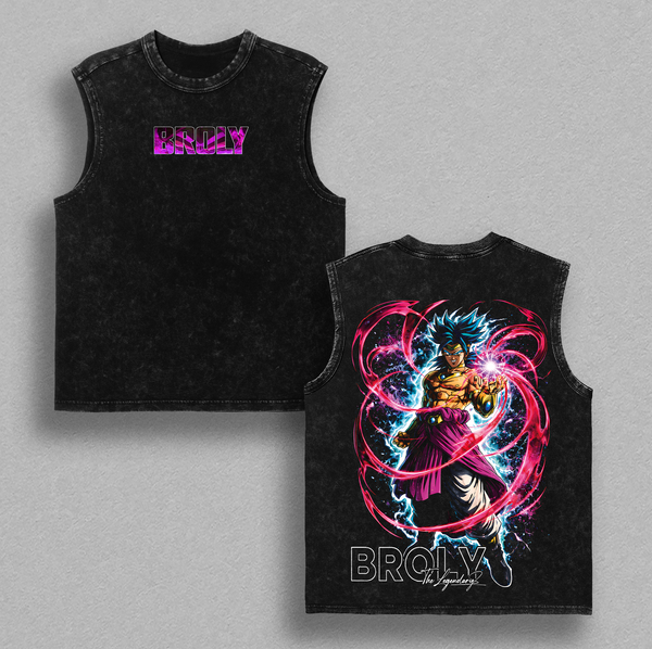Broly DBZ Graphic Tee Vintage Washed Shirt Unisex Streetwear Anime Shirt Legendary Super Saiyan Broly Tee DBZ Anime T Shirt Gift for Dragon Ball Fans