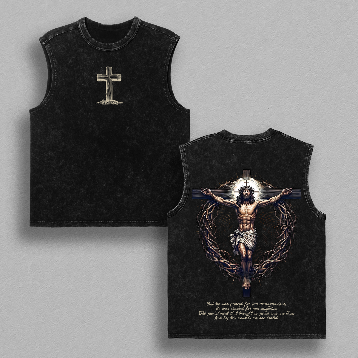 Jesus Crucifix Cross T-Shirt Washed | Hoodie Washed | He Died For Our Sins Bible Verse Tee | Christian Faith Streetwear | Religious Vintage Shirt | Glory Threads Gospel Clothing