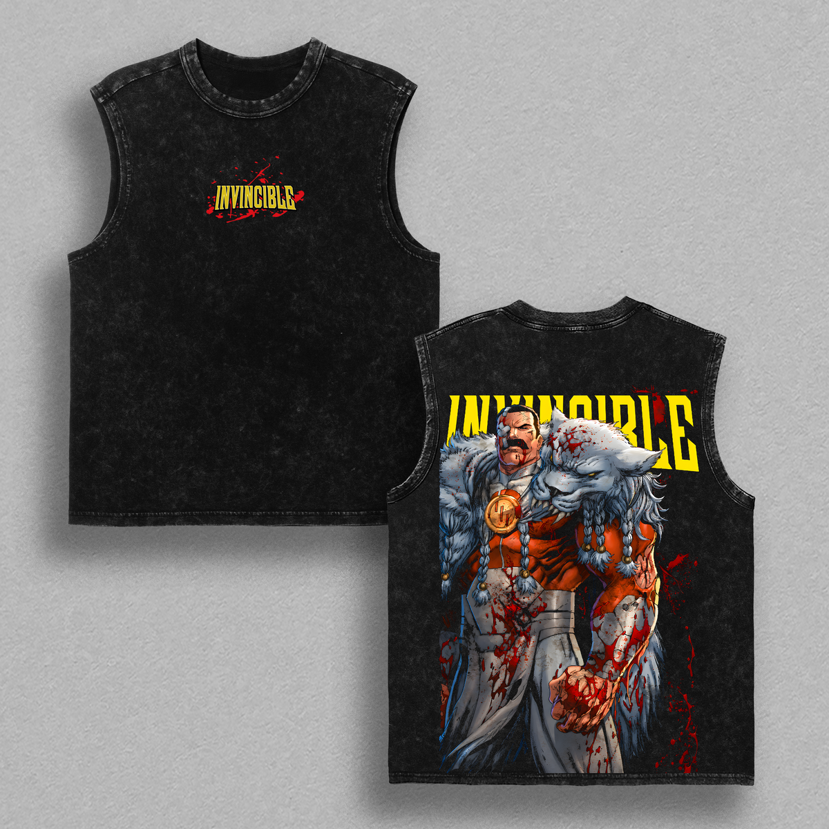 Battle Damage Thragg Invincible Washed T-Shirt – Vintage Graphic Streetwear Tee