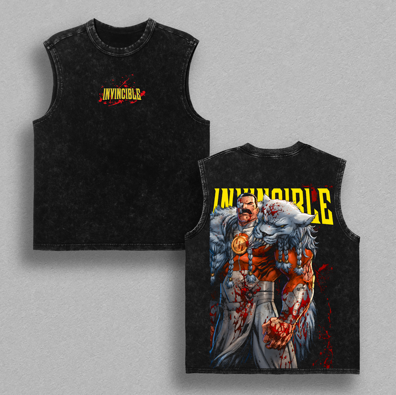 Battle Damage Thragg Invincible Washed T-Shirt – Vintage Graphic Streetwear Tee