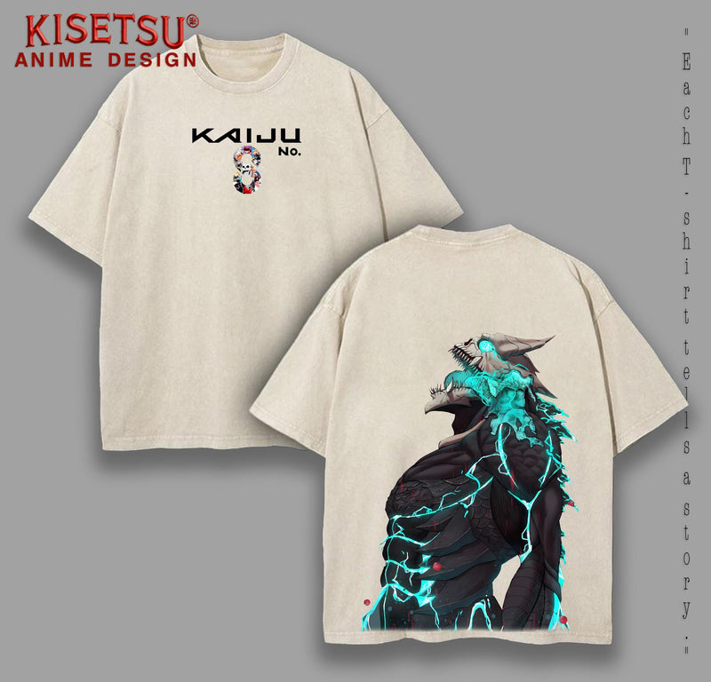 Limited Kaiju No. 8 Anime Double Printed Oversize Lightweight Acid Washed Tee anime lover, anime merch