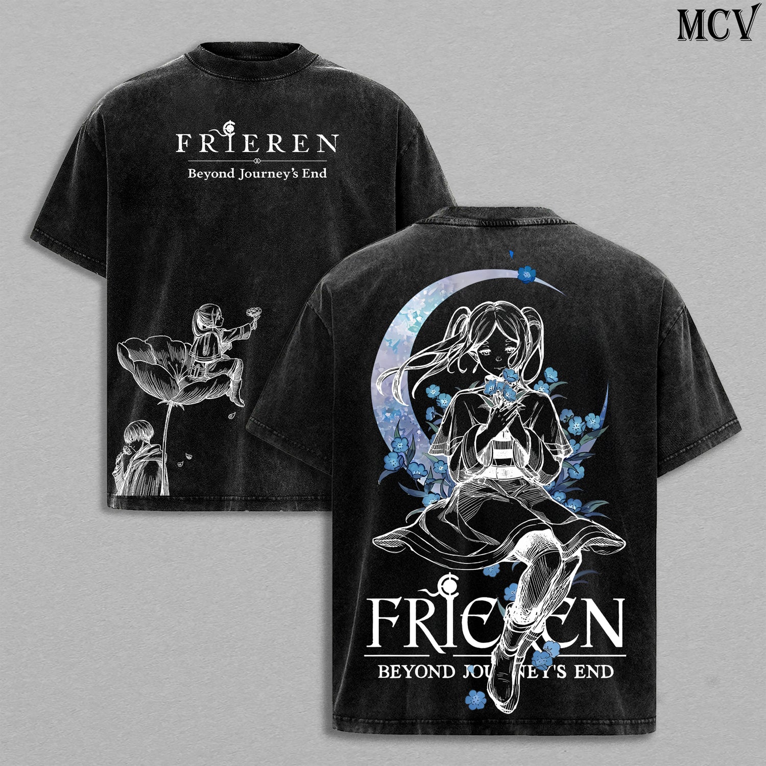 Frieren Peaceful Journey – Beyond Journey’s End Vintage Washed Anime Graphic T-Shirt Fantasy Manga Streetwear