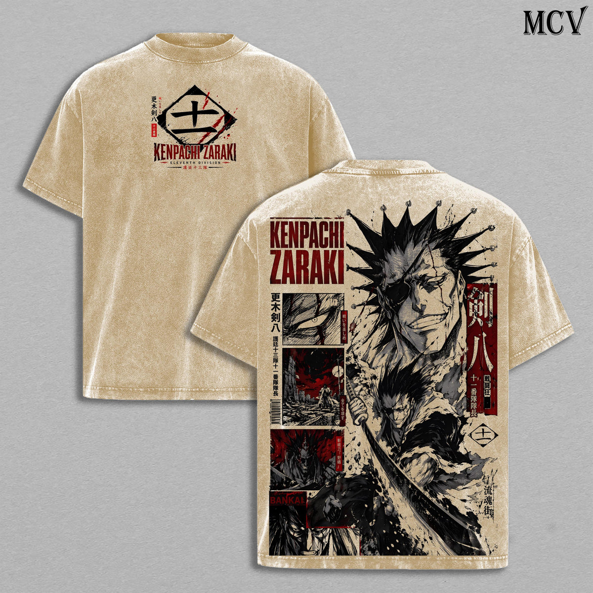 Zaraki Kenpachi Bleach Tee – Kenpachi Zaraki Vintage Washed T-Shirt | Battle Beast | Nozarashi | TYBW Final Part The Calamity Anime Manga Graphic Tee | Heavy Cotton Unisex Oversized Streetwear Top