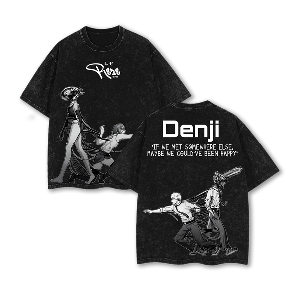 Denji x Reze Chainsaw Man Washed T Shirt | Tragic Love Anime Graphic Tee