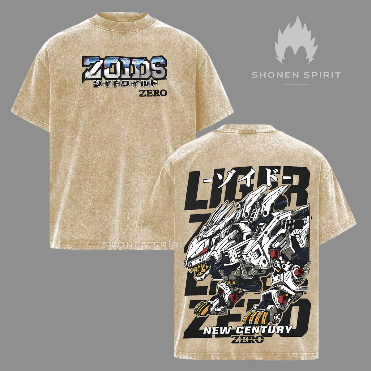 Liger Zero Zoids New Century Zero T-Shirt, Oversized Washed Vintage Anime Tee, Mecha Robot Graphic Shirt, Retro 90s Japanese Anime Streetwear