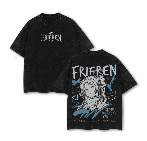 Frieren Beyond Eternity Washed Tee – Oversized Heavyweight Cotton