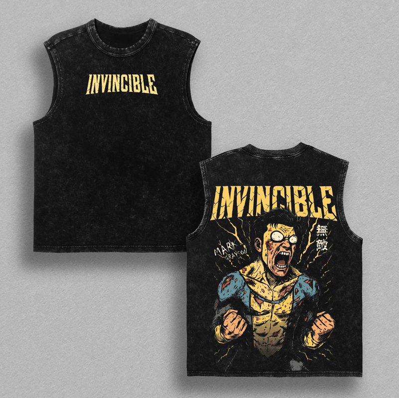 Emperor Mark Grayson Invincible War Comic Double Printed Oversize Lightweight Acid Washed Tee TV Series Graphic Tee