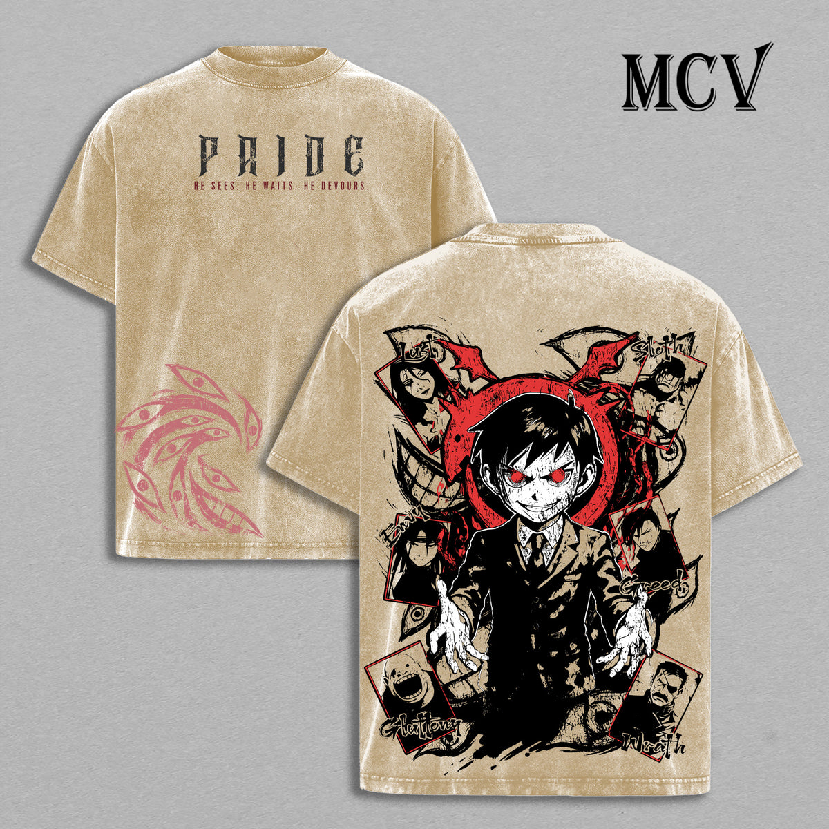 Pride Homunculus Fullmetal Alchemist Washed T-Shirt, Vintage Anime Oversized Tee
