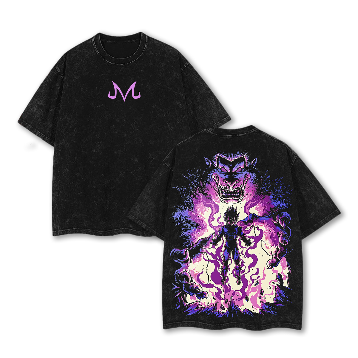"Majin Vegeta" Dragon Ball Z Retro Vintage Unisex Oversize Anime Manga Acid Washed Lightweight Cotton T-shirt