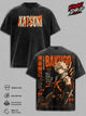 Katsuki Bakugo Vintage Washed T-Shirt - Anime Graphic Tee Heavyweight Cotton Oversized Streetwear Top Unisex Manga Shirt Gift For My Hero Academia Fans Men & Women