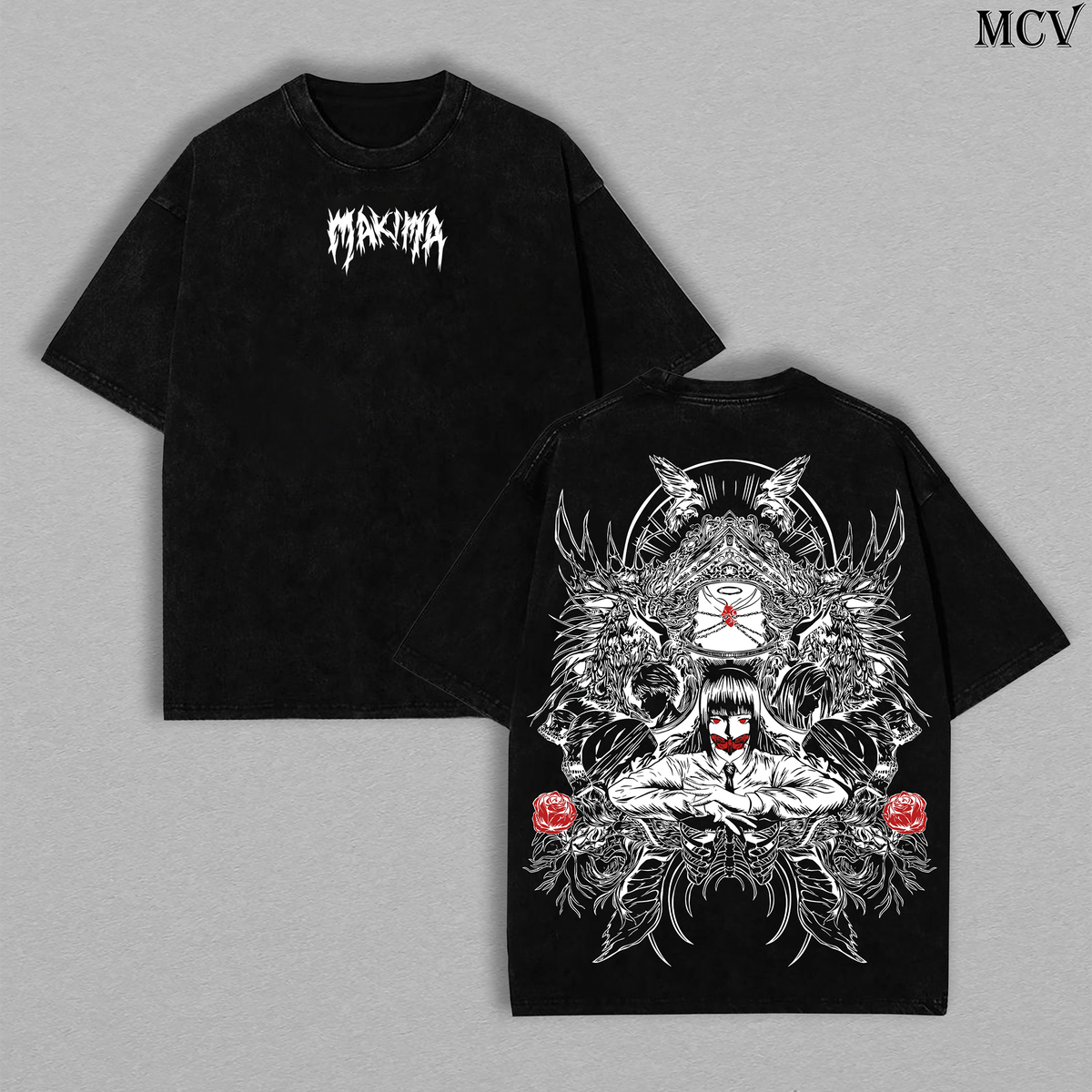 Control Devil Makima – Chainsaw Man Vintage Washed Anime Graphic T-Shirt Japanese Manga Streetwear