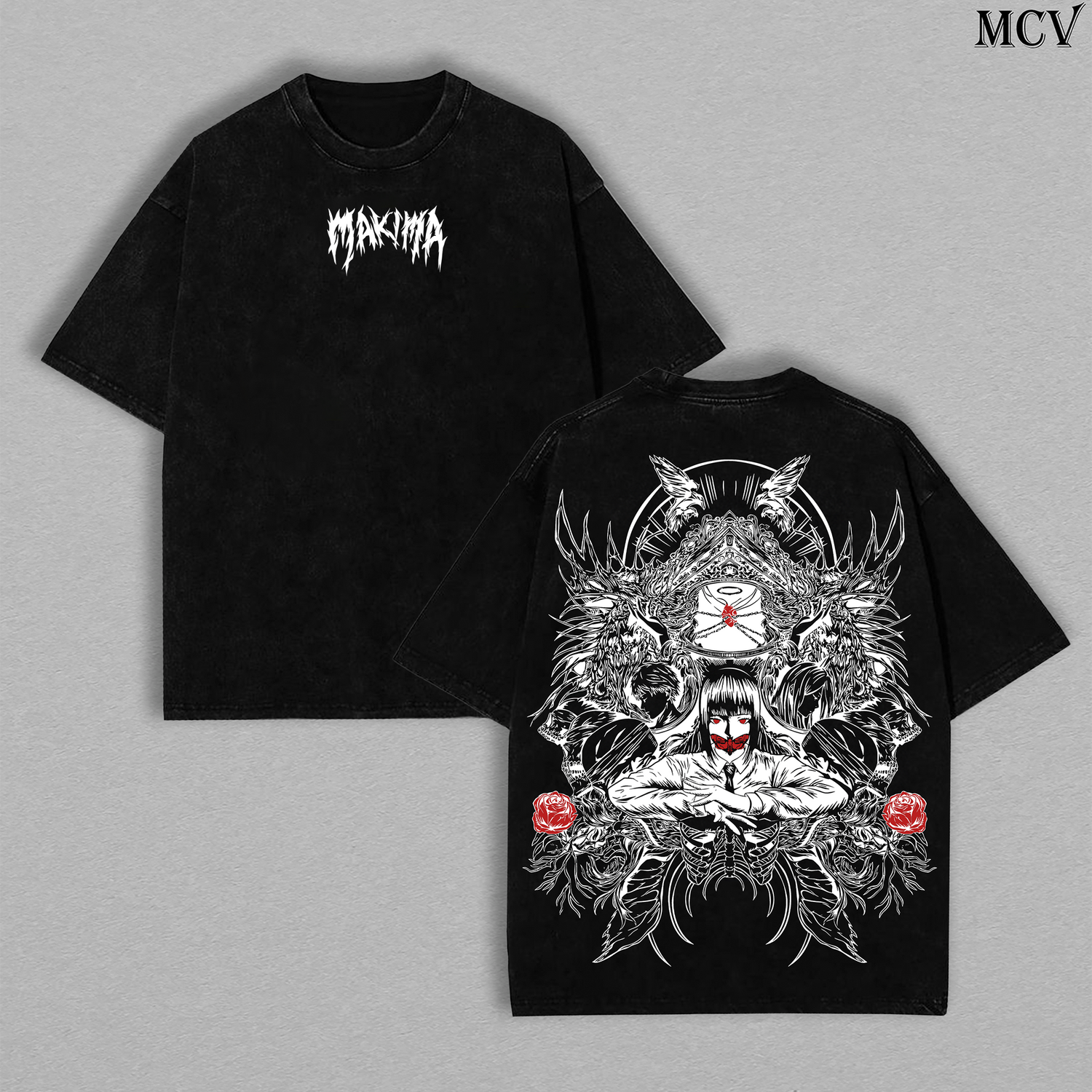 Control Devil Makima – Chainsaw Man Vintage Washed Anime Graphic T-Shirt Japanese Manga Streetwear