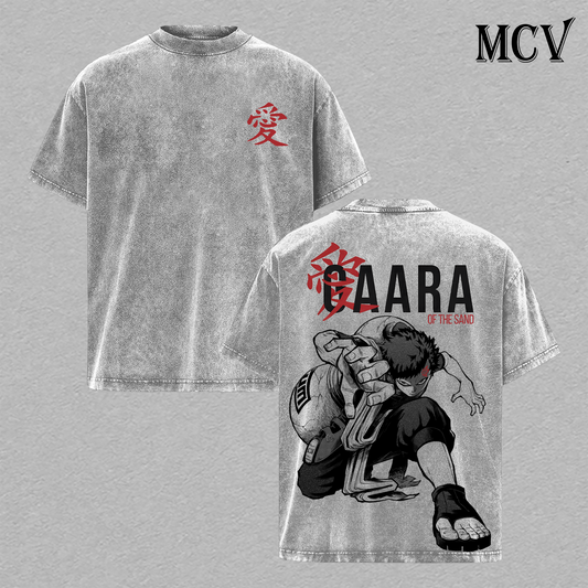 Gaara T-Shirt, Naruto Anime Tee, Sand Village Kazekage Graphic Vintage Washed Tee