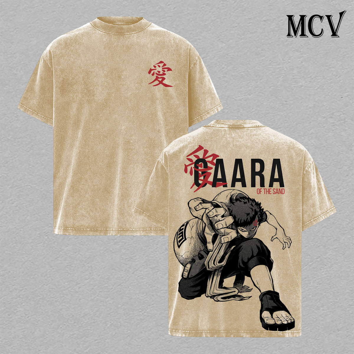 Gaara T-Shirt, Naruto Anime Tee, Sand Village Kazekage Graphic Vintage Washed Tee