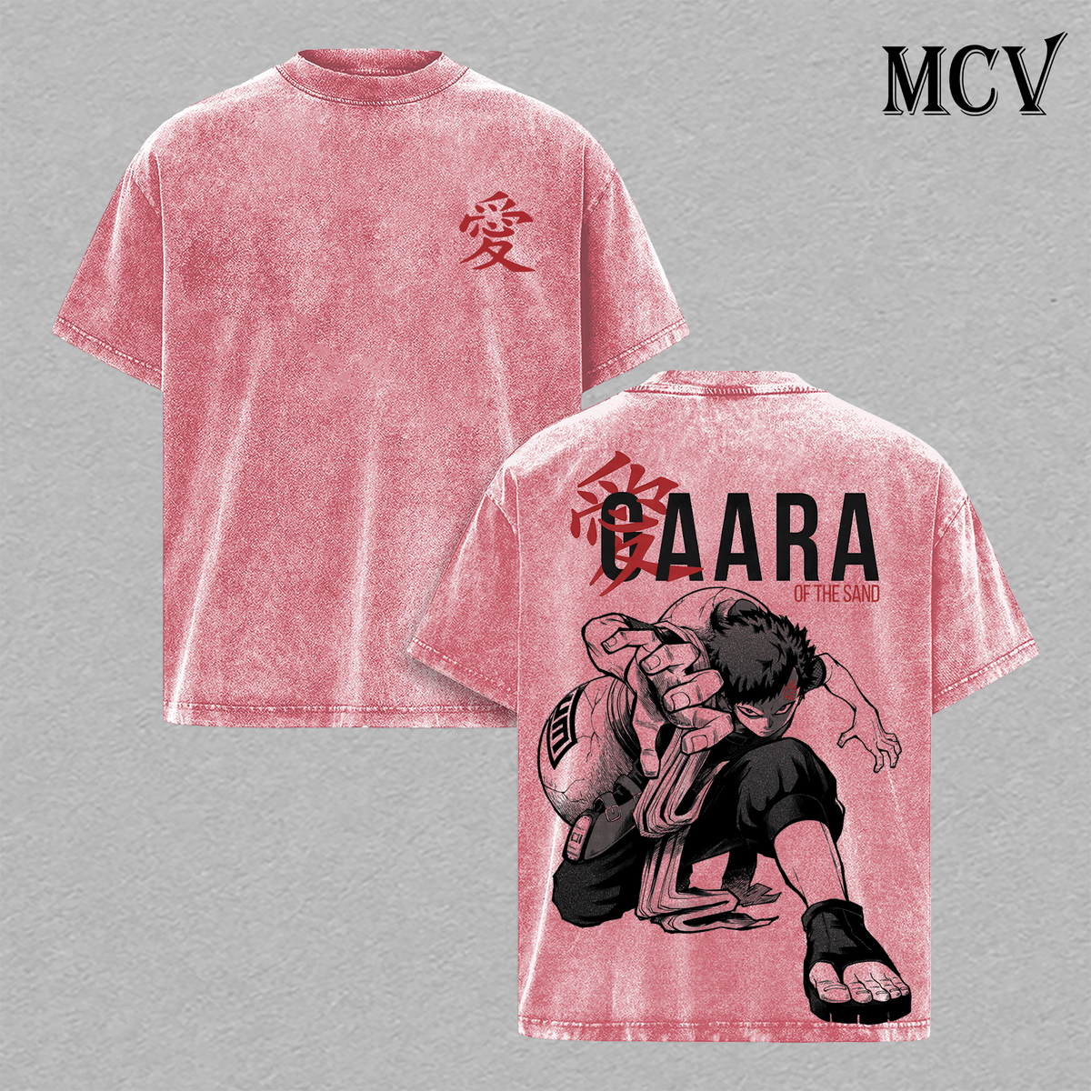 Gaara T-Shirt, Naruto Anime Tee, Sand Village Kazekage Graphic Vintage Washed Tee