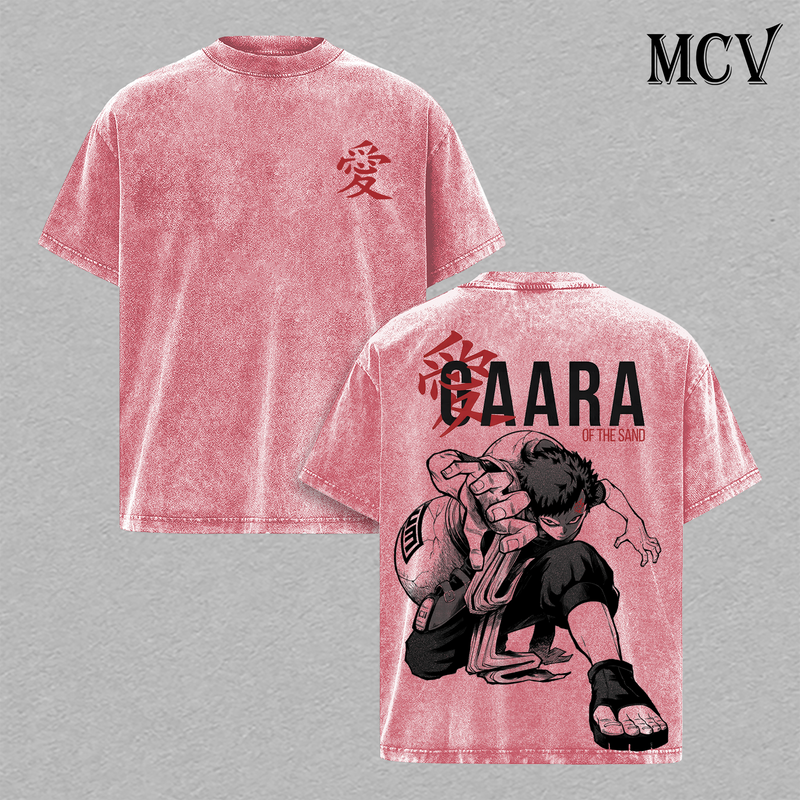 Gaara T-Shirt, Naruto Anime Tee, Sand Village Kazekage Graphic Vintage Washed Tee
