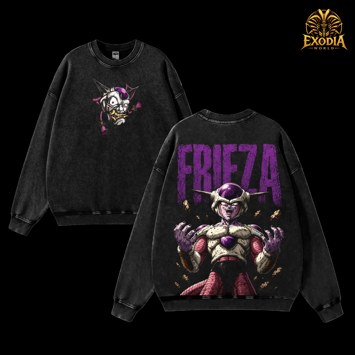 Frieza DBZ Vintage Washed T-Shirt - Anime Graphic Tee Galactic Emperor Villain Manga Oversized Streetwear Top Cotton Tshirt Classic Menswear Clothes Apparel Gift for DBZ Fans Men & Women