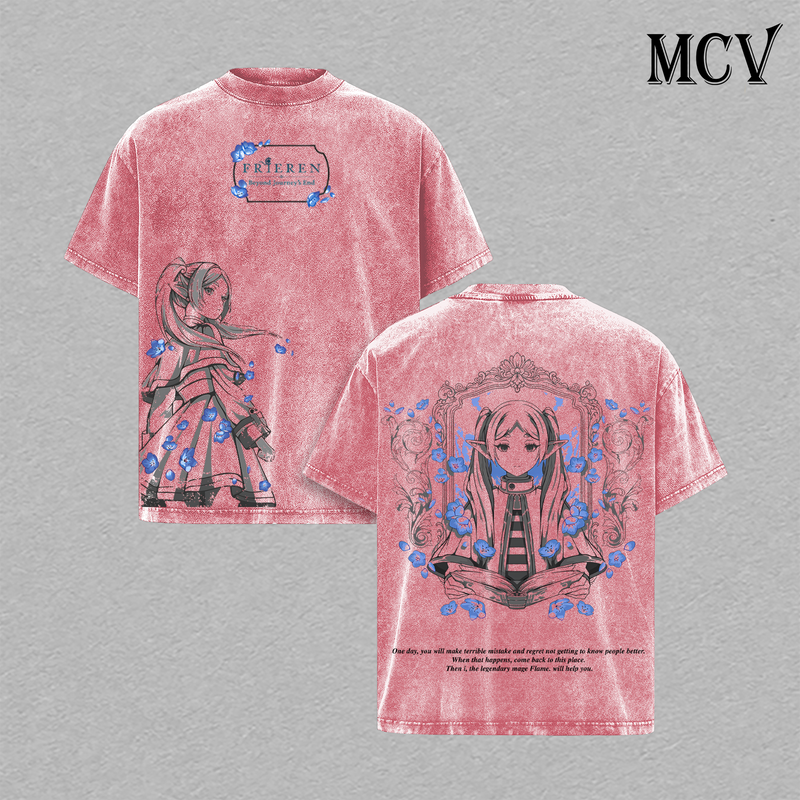 Frieren T-Shirt, Beyond Journey's End Anime Tee, Elf Mage Graphic Vintage Washed Tee