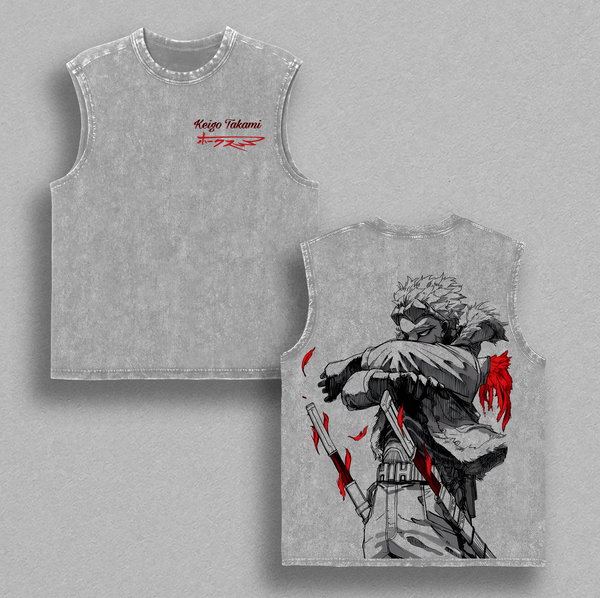 My Hero Academia Keigo Takami "Hawks" Oversized Vintage Wash T-Shirt, Heavyweight Cotton Anime Graphic Tee for Men & Women