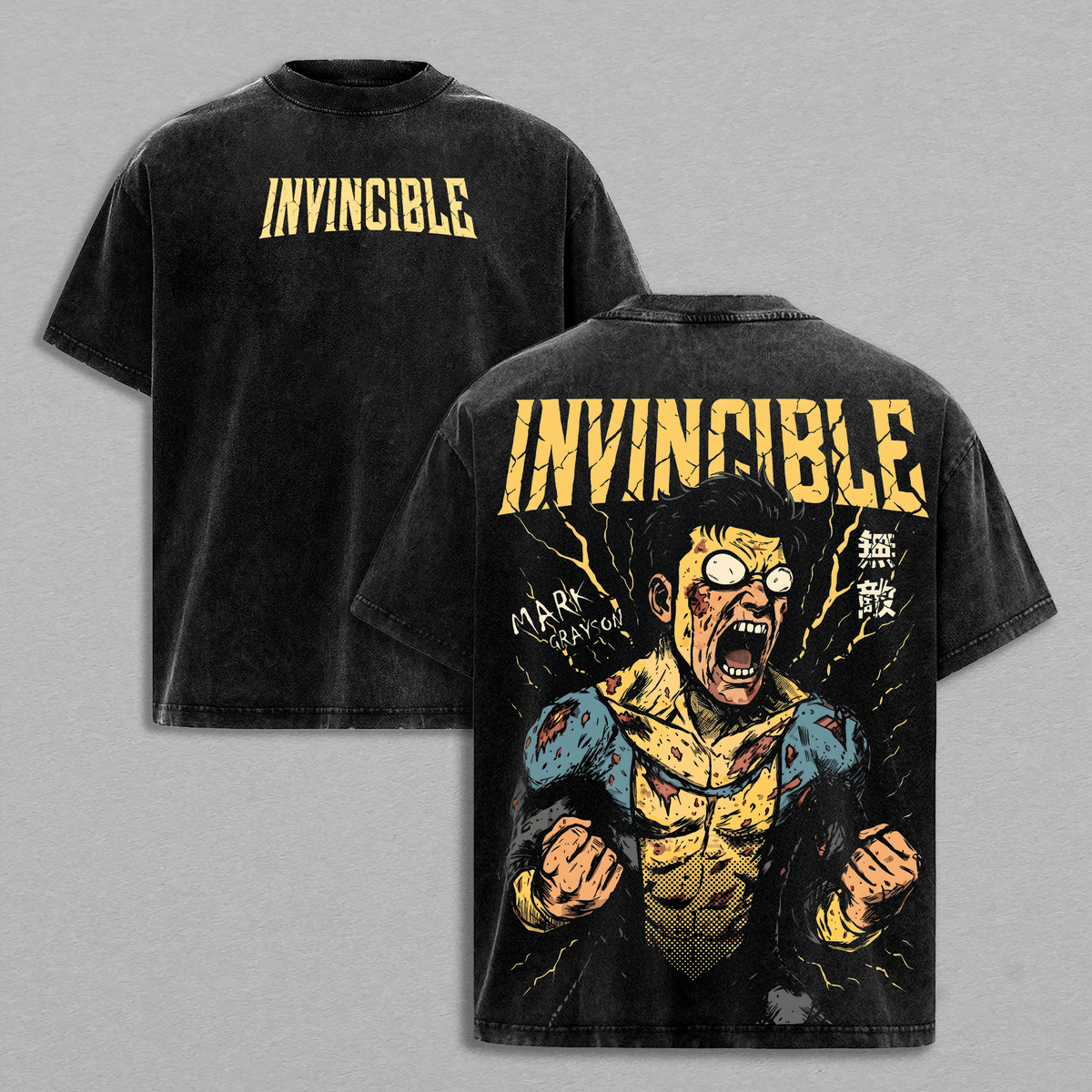 Emperor Mark Grayson Invincible War Comic Double Printed Oversize Lightweight Acid Washed Tee TV Series Graphic Tee