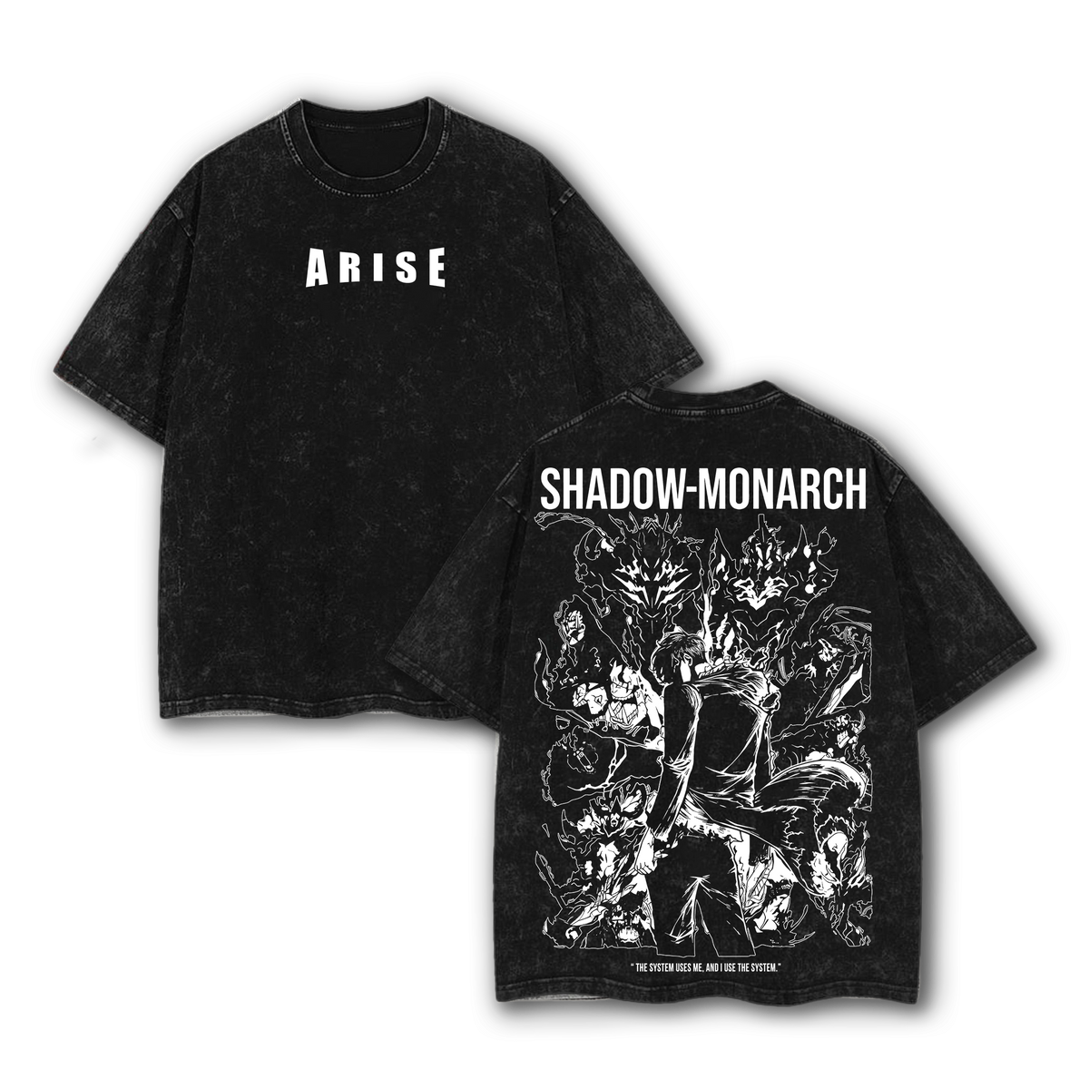 Arise Sung Jinwoo Shirt Solo Leveling Shadow Monarch Tee Washed Anime T-Shirt